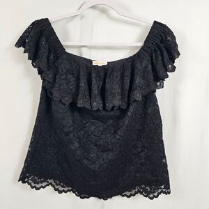 Rebecca Taylor Off Shoulder Lace top in Black - Size 8